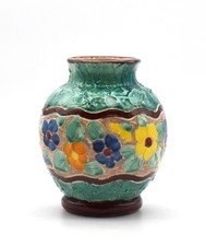 Vllauris Jérôme Massier vase créamique multicolore décor floral french vase