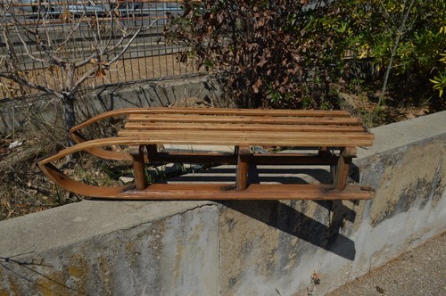 Luge ancienne bois - bois,