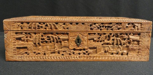 Chinese sandawood carved box - chinese,