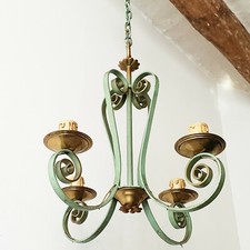 SUPERBE LUSTRE PLAFONNIER VINTAGE 1940 1950 EN FER FORGE 40S 50S ANNEES 40/50