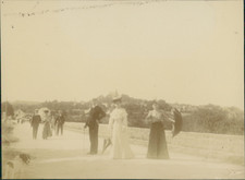 France, Vue vers Fontaine-lès-Dijon  Vintage silver print. Côte d'Or. Bourg
