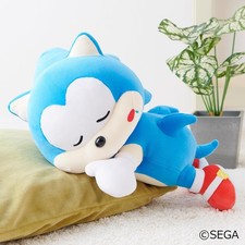 SONIC & FRIENDS Soft Plush Peluche Cushion SLEEPING SONIC (33CM) SEGA Japan New
