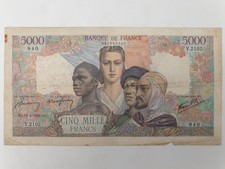 Billet ancien 5000 Francs Empire Français Banque de France 18/04 1946 RARE