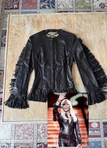 Veste cuir franges - en, &