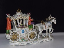 CARROSSE UNIQUE PORCELAINE DE SAXE ALLEMAGNE 19 EME TRÈS RARE PARFAIT ETAT