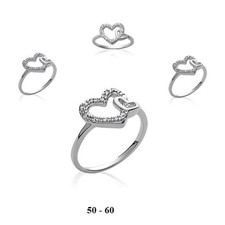 Bague T50 Rhodié Coeur Pavé