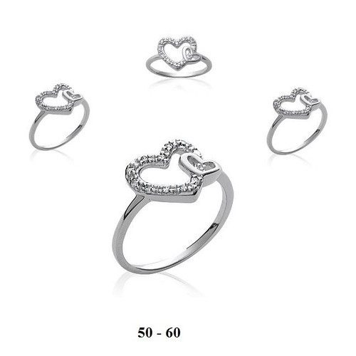 Bague t50 rhodié coeur - t50,