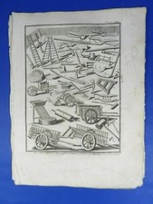 Outillage agricole outils 1735 Gravure ancienne XVIIIe Agriculture ferme