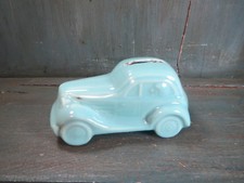 ancienne Tirelire à casser faience bleue voiture traction garage vieux vehicule 