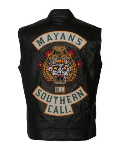 Veste gilet cuir motard - de,