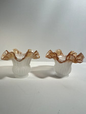 PAIRE D'ABAT JOUR TULIPES EN PÂTE DE VERRE VINTAGE TEINTÉES ORANGE ARTISANAL FR