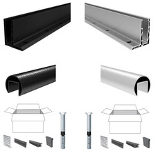 Ganzglasgeländer Aluminium Elox L-PROFIL Glas Rampe Kit Noir Ensemble 500cm