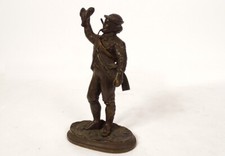 Statuette sculpture bronze chasseur fusil oiseau perdrix XIXème siècle