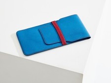 Hermès blue leather pencil case 1990s