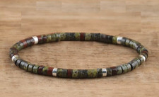 Bracelet perles jaspe Sang de Dragon en pierre Naturelle, Sur mesure Homme Femme