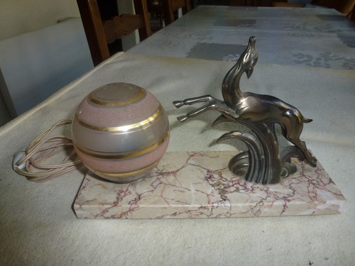 Lampe art deco bronze marbre - lampe,