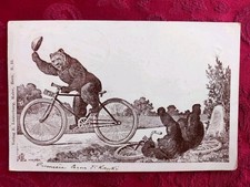 Carte postale 1902 - Ours à vélos - Sadag Genève