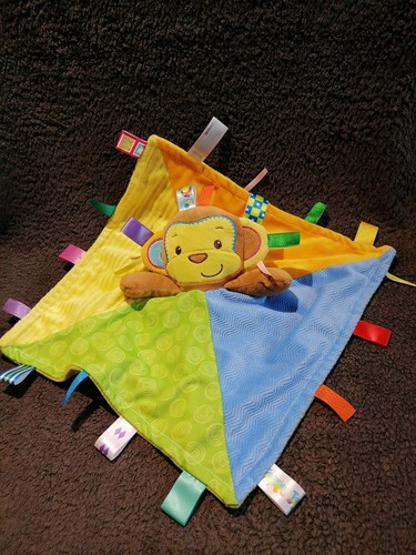 Doudou plat singe multicolore - singe,