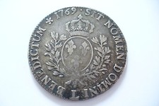 MONNAIE  ARGENT  ÉCU AUX BANDEAU 1769 L - LOUIS XV - 28.9 GR - 41 MM - TB+   !! 