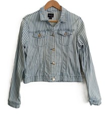 Veste en jean à rayures blanc