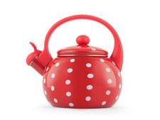 Bouilloire émaillée H&H décorée en rouge à pois blancs 2 lt