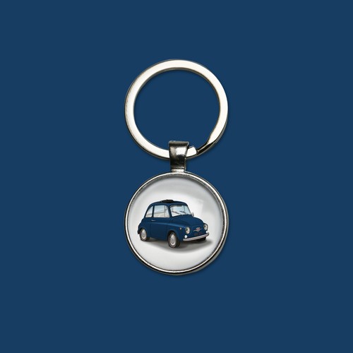 Porte clés fiat 500 bleu - porte-clés,