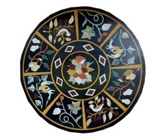 Rond Noir Marbre Café Table