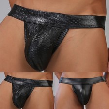 String homme cuir PU taille basse sous vêtement bout ouvert G string pour nuit