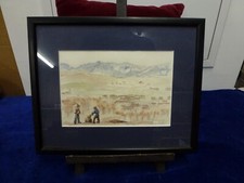 aquarelle Corse,Calacuccia,signée,encadrée Marie Louise;21x14cm,vintage 70's