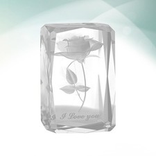  Cristal 3D Rose Fleur Verre Gravé Je T'aime Base Figurine Ornement Cadeau pour