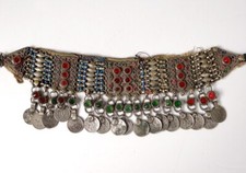 Parure frontale orientaliste argent cabochons Pakistan Moyen-Orient XXème