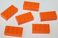 6 x Lego Orange Brick 2x4 ref