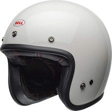 Casque Moto Jet Bell Custom 500 Vintage Blanc Brillant Mono ECE 2206