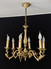Lustre/Chandelier Louis XV 6 L. Bronze véritable Lumalux (Lucien Gau)