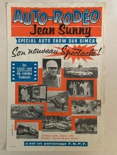 RARE AFFICHE AUTO RODEO JEAN SUNNY SON NOUVEAU SPECTACLE - CASCADEUR 1961