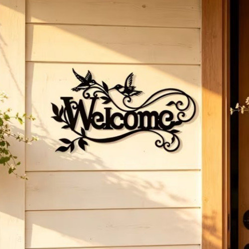 Deco murale metal welcome - metal,