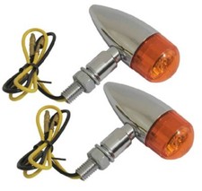 Paire Clignotants Universel Moto Vintage Métal ORANGE/CHROME  Homologué