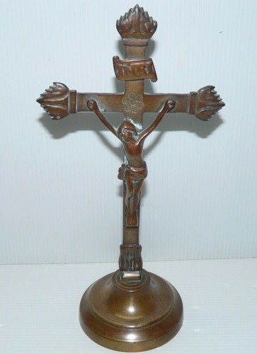 Ancienne croix autel bronze - -ancienne, d'autel