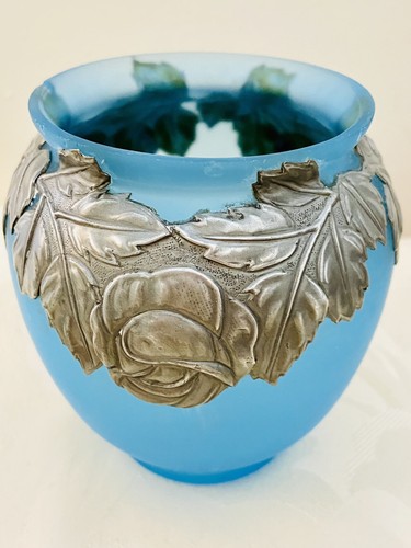 Vase art deco bleu étain - bleu,
