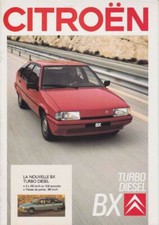 Catalogue Brochure Citroën BX Turbo Diesel 03/1988 Belgique en français