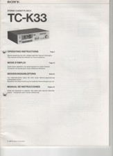 Manuel d'utilisation platine cassette SONY TC-K33 
