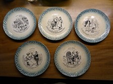 Lot 5 Assiettes Parlantes Digoin Sarreguemines 4Voyages Comiques +1Au restaurant