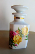 Ancien flacon de toilette porcelaine de Limoges décor de roses