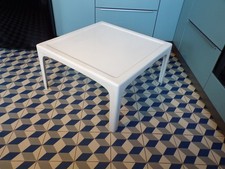 TABLE BASSE FIBRE DE VERRE-1970-DLG AMANTA-70x70cm-DESIGN 70-BLANC