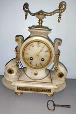 Pendule à Poser Horloge Dessus de Cheminée en Albatre à Restaurer 19 ème