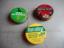 Ancienne boite de graisse chaussures et autre lot de 3 boite état correcte