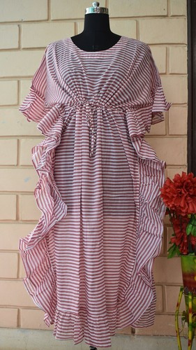 Kimono caftan rayé rose - kimono,