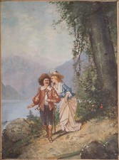 Tableau 1900 Scène galante et