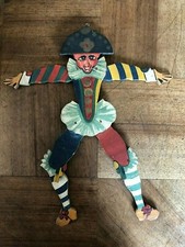 CURIEUX PERSONNAGE EN BOIS PEINT, ARTICULÉ " POLICHINELLE " ART POPULAIRE
