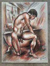 Dessin Pastel Original , Daria Numko, Se Baigner ( To Barthe ) 2007.